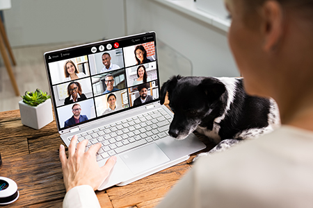 woman participating in virtual event