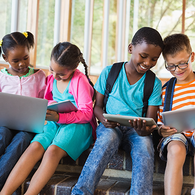 Kids using tablet